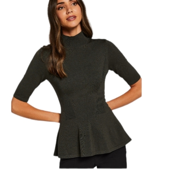 Portmans Sweaters - Portmans Phoebe Peplum Knit sweater size 10/8. Off-white turtle-neck sweater